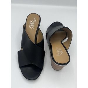 Sz 10 Black Franco Sarto Memphis Wedge Sandal‎